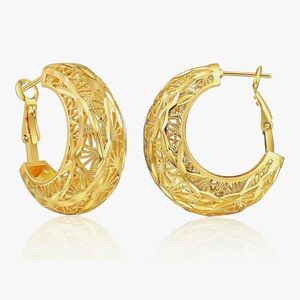 NEW 18K Gold Plated Elegant Gold Hoop Earrings